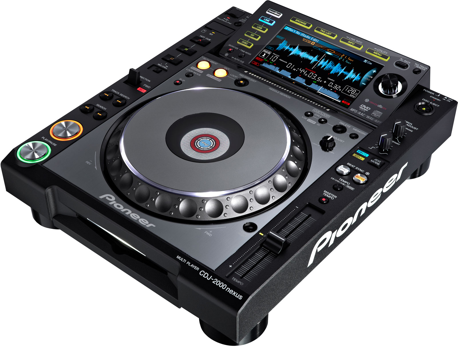 Pioneer CDJ 2000 NEXUS es un multireproductor de DJ para sesiones de mezcla, fiestas, etc.